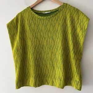 Zara Green Patterned Knit Top